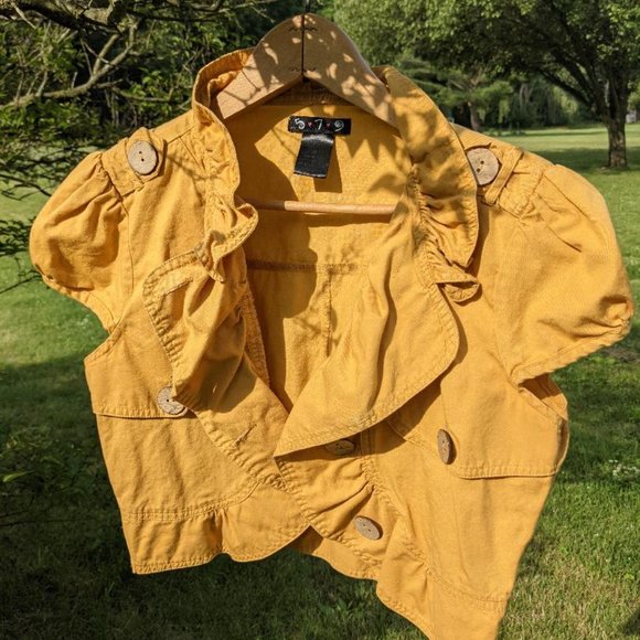 579 crop top button up shirt mustard yellow - Picture 10 of 11